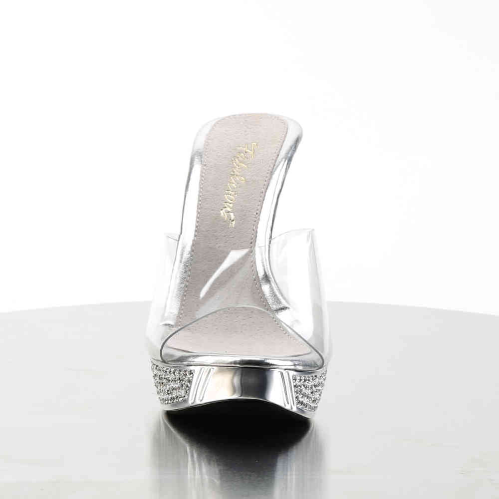 - ELEGANT401 Mules à talon - Transparent/Couleur argent